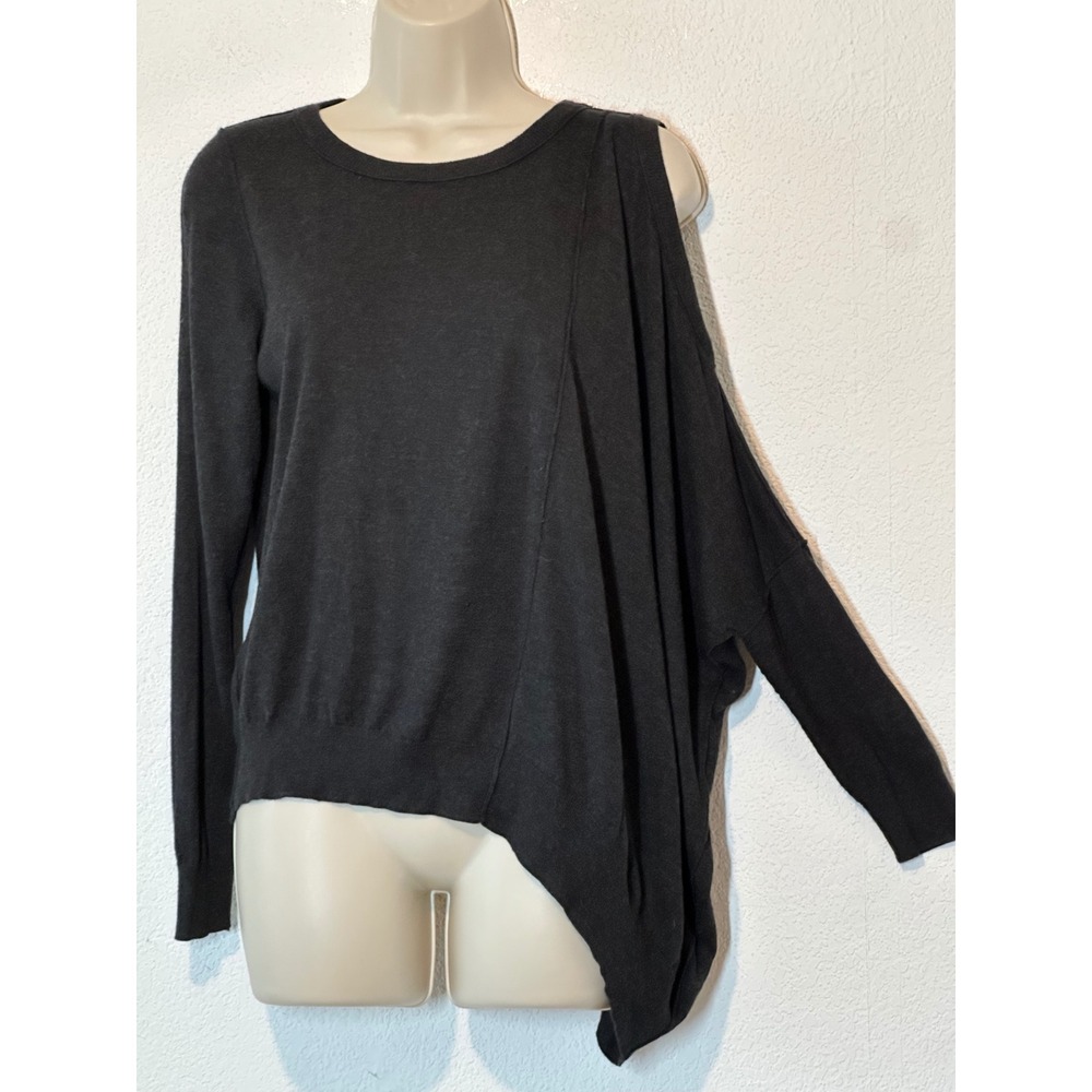 AllSaints Roulo Jumper Asymmetric Cold Shoulder Cashmere Blend Sweater Gray US 6